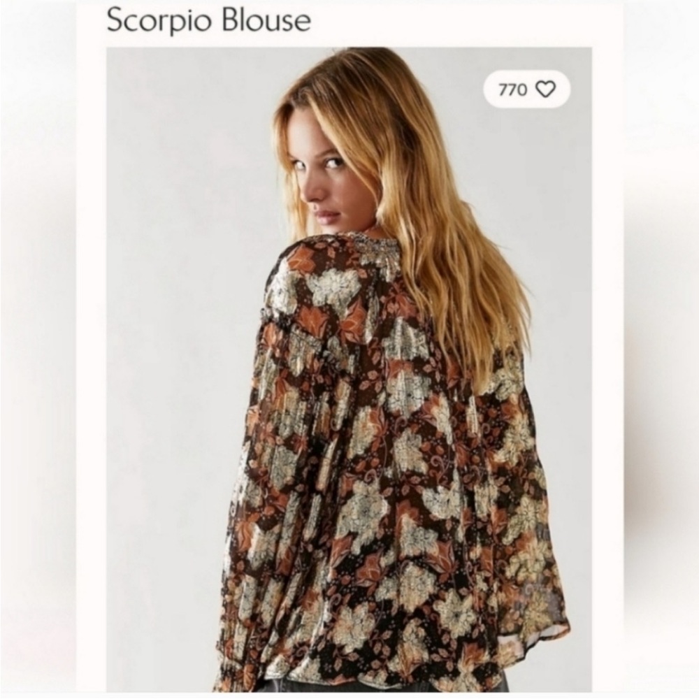 Free People Scorpio Sheer Boho Blouse NWT - Picture 7 of 9